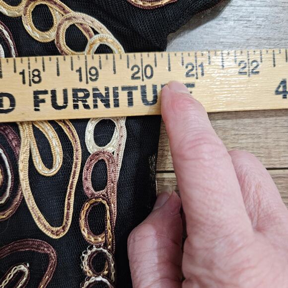 Anu by Natural Blazer Womens Medium Floral Embroidered Open Shacket Black Cream - Picture 11 of 14